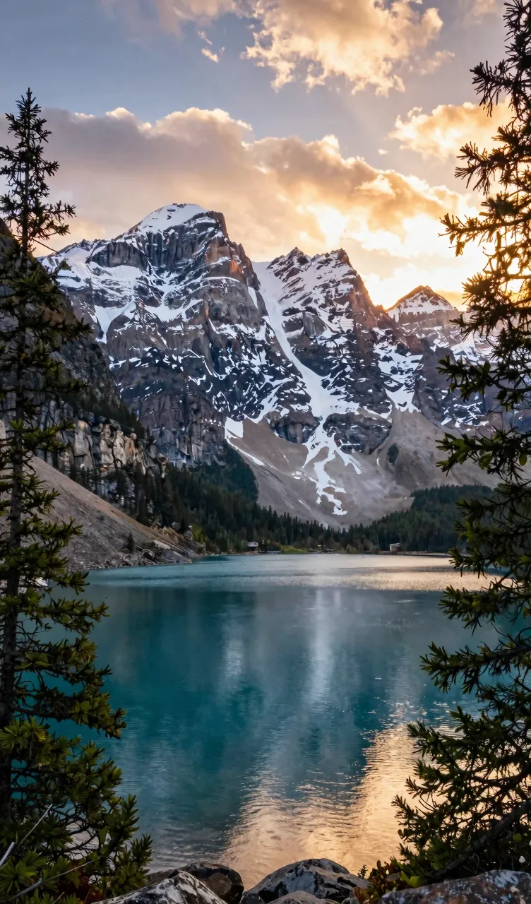 Alpine Lake at Sunset