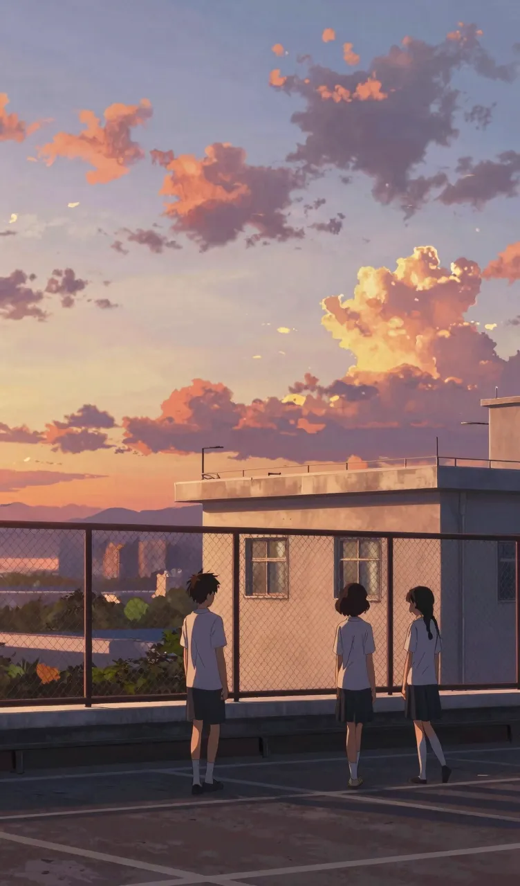 Anime Rooftop Sunset
