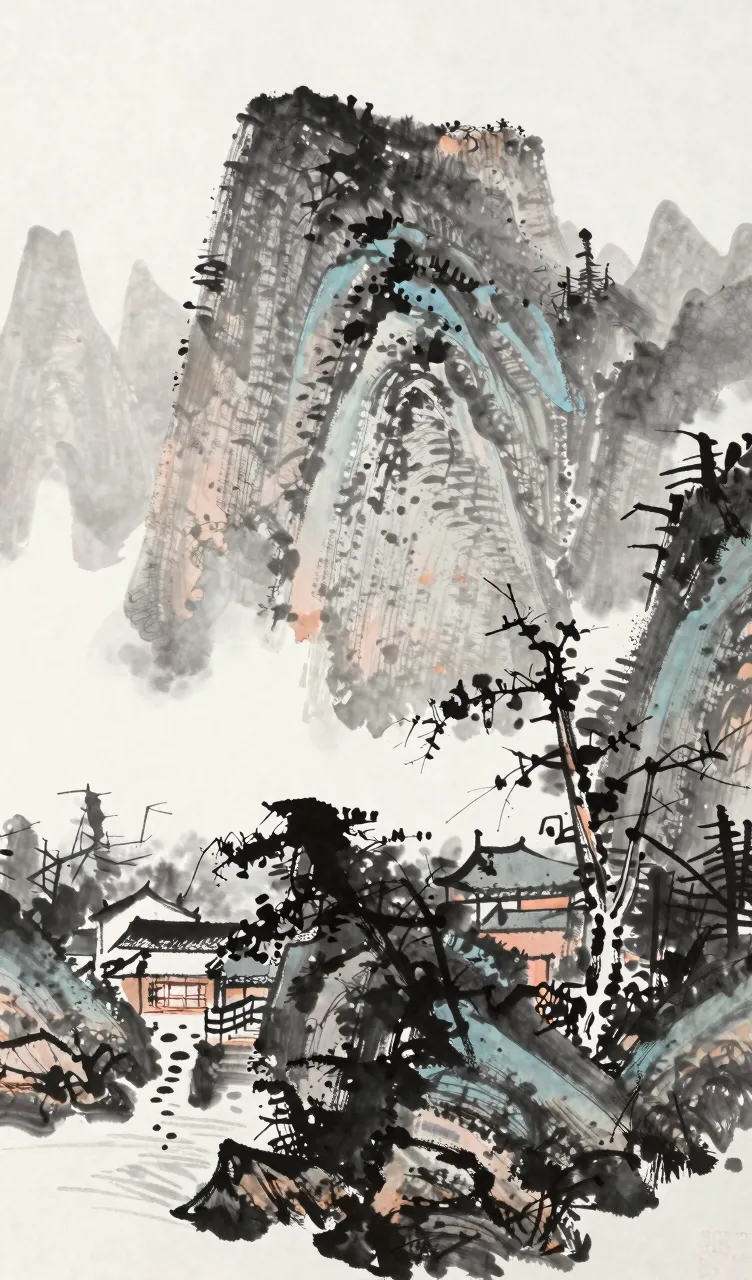 Ink Wash Mountain Night