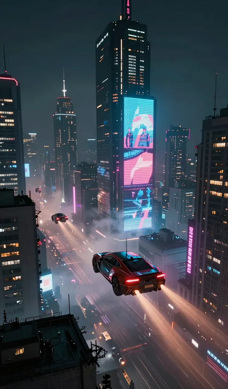 Cyberpunk Skyline Flight